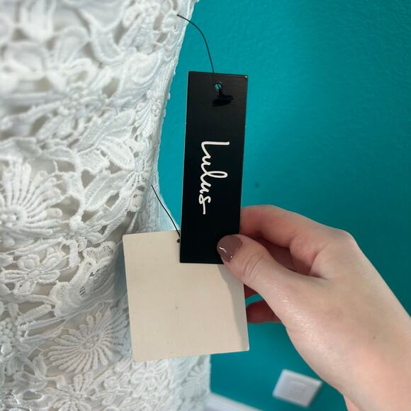 NWT Lulus Love Poem Ivory Lace Mini Dress Party Cocktail Bodycon Womens Size S - Picture 5 of 9